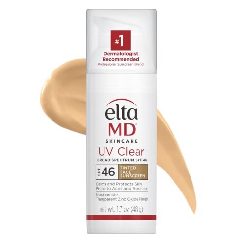 EltaMD UV Clear Tinted Face Sunscreen, SPF 46 Oil- Free with Zinc Oxide, Dermatologist Recommended, Stocking Stuffer