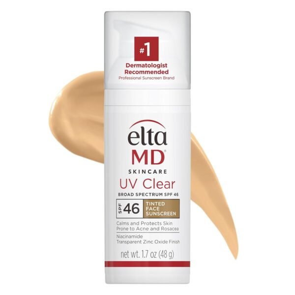 EltaMD UV Clear Tinted Face Sunscreen, SPF 46 Oil- Free with Zinc Oxide, Dermatologist Recommended, Stocking Stuffer