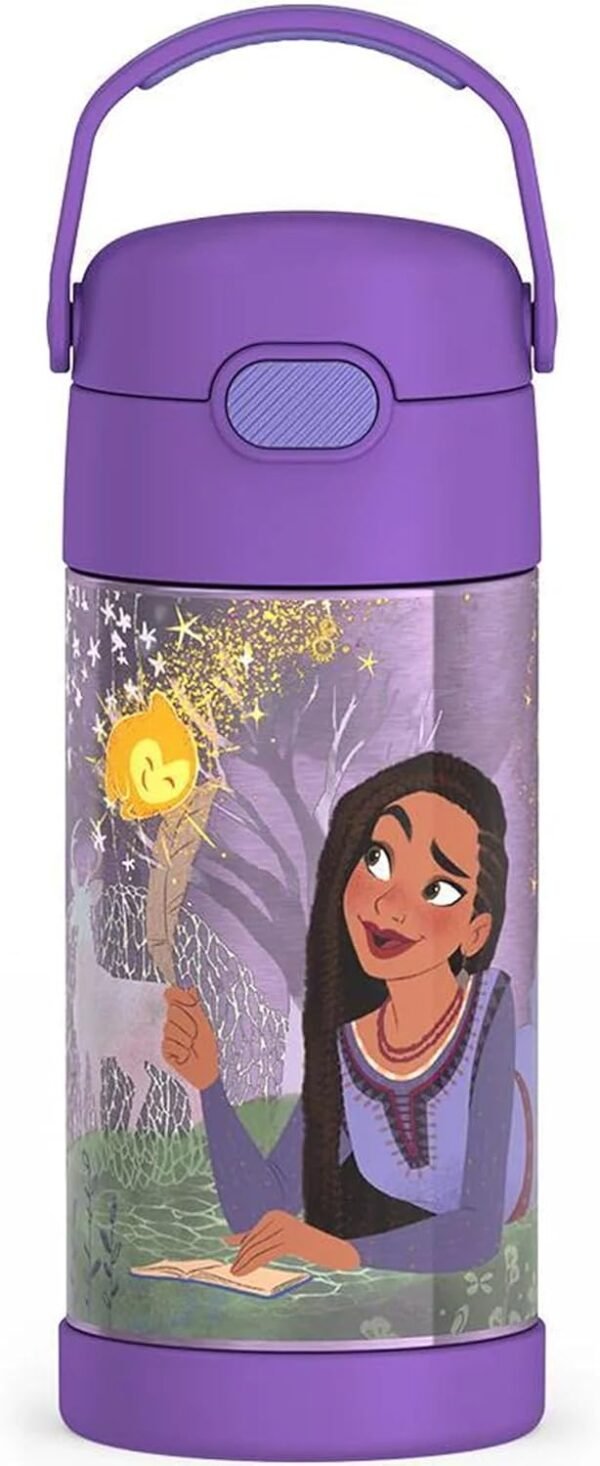 Disney Water Bottle with Straw - 12 Ounce - Kids Stainless Steel Vacuum Insulated Water Bottle with Lid, Wish