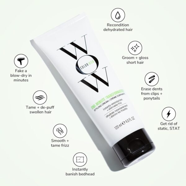 COLOR WOW One Minute Transformation – Instant frizz fix| Nourishing styling cream smooths, tames + defrizzes on the spot| Avocado oil + Omega 3’s hydrate, repair for silkier, smoother texture