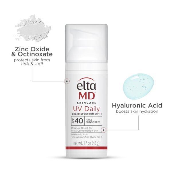 EltaMD UV Daily Face Sunscreen Moisturizer with Zinc Oxide, Daily Face Moisturizer with SPF, Great for Dry, Combination, and Normal Skin