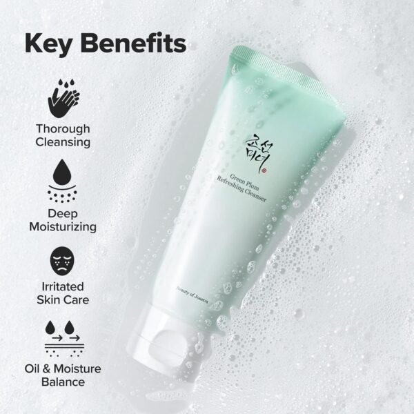 Beauty of Joseon Green Plum Refreshing Cleanser Gel Type Deep Pore Cleansing, Acne Face Wash, Blackhead Remover for All Skin Types, Korean Skincare 100ml, 3.38 fl.oz