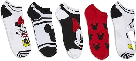 Disney Women's Mickey Mouse 5 Pack No Show Socks
