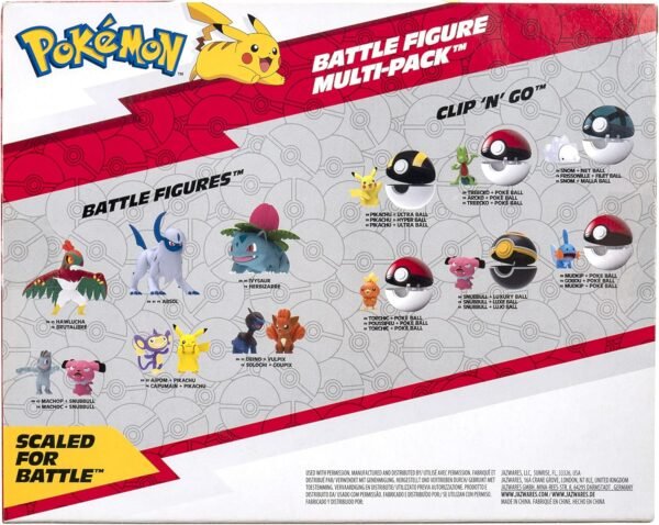Pokémon Battle Figure 6 Pack-Features 2-Inch Pikachu, Squirtle, Charmander, Bulbasaur, Mimikyu & Toxel-Authentic Details