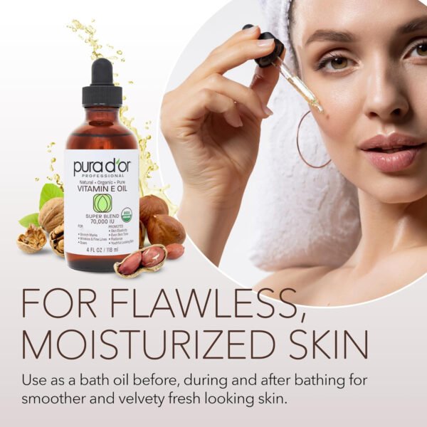 PURA D'OR ORGANIC Vitamin E Oil Blend 70,000 IU, 4 Fl Oz
