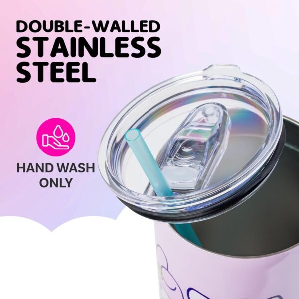 Sanrio Hello Kitty and Friends Featuring My Melody, Kuromi, Pompompurin Rainbow Ombre Double Walled Stainless Steel Tumbler with Handle and Straw, Fits in Standard Cup Holder, 40 Ounces