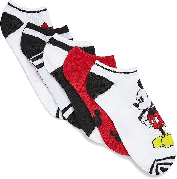 Disney Women's Mickey Mouse 5 Pack No Show Socks