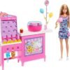 Barbie Mysteries: Beach Detectives Malibu” Doll & Cotton Candy Game Booth Playset with 20 Accessories Including Prizes