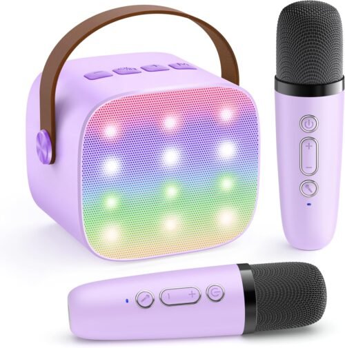 YLL Karaoke Machine for Kids, Portable Mini Speaker with 2 Wireless Microphones, TOP Kids Gifts for Girls