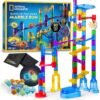 NATIONAL GEOGRAPHIC Glowing Marble Run – Construction Set with 15 Glow in The Dark Glass Marbles & Storage Bag