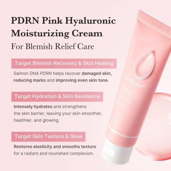 Medicube Salmon DNA PDRN Pink Hyaluronic Moisturizing Cream | Blemish Relief & Hydrating Care | Restores Skin Elasticity & Glow | Korean Skincare, Even Skin Tone & Pore Care | 50ml / 1.69 fl.oz.