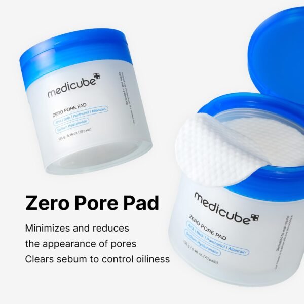 Medicube Zero Pore Pads 2.0, Dual-Textured Facial Toner Pads for Exfoliation and Pore Care with 4.5% AHA Lactic Acid & 0.45% BHA Salicylic Acid, Ideal for All Skin Types, Korean Skin Care (70 units)