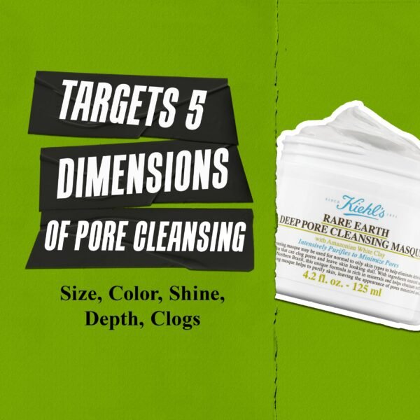 Kiehl's Rare Earth Deep Pore Cleansing Face Mask, Pore Minimizer Face Mask with Clay, Minimizes Blackheads and Acne, Detox Skincare with Amazonian White Clay & Aloe Vera