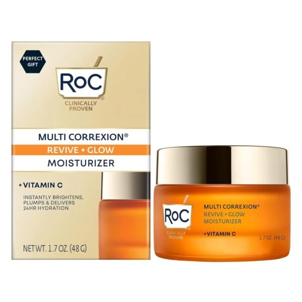 RoC Multi Correxion Revive + Glow 10% Vitamin C Moisturizer for Face, Anti-Aging Gel Cream, Instant Glow, Hypo-Allegenic, Oil-Free, 1.7 Ounces (Packaging May Vary)