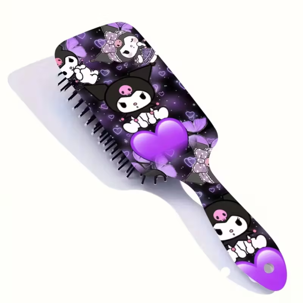 Sanrio 1pc Kuromi Hair Brush with Kuromi the Black Cat Character - Cute Chunky Grip Handle for & s, Thick/ Wet Hair Brush for, Plastic Bristles for Culture Fans (Ideal for daily brushing)
