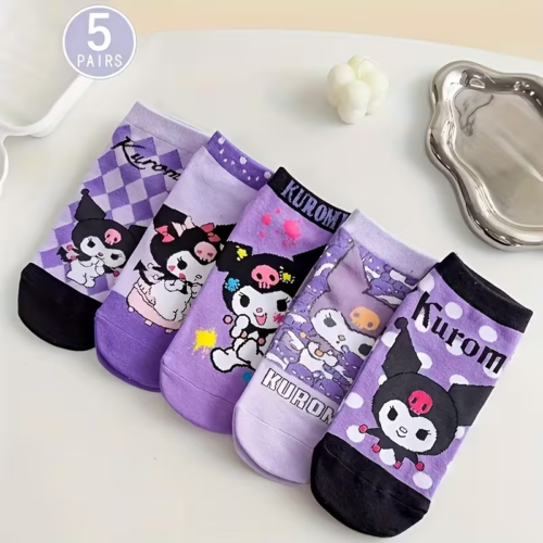 Sanrio 5 Pairs of Three Squirrels Kuromi Cartoon Women's Socks