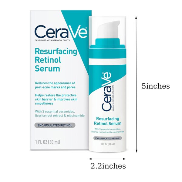 CeraVe Resurfacing Retinol Serum For Post Acne Marks, Formulated With Licorice Root Extract & Niacinamide, Brightening Serum & Pore Minimizer For Face, Post Acne Skin Barrier Repair, Non-Comedogenic
