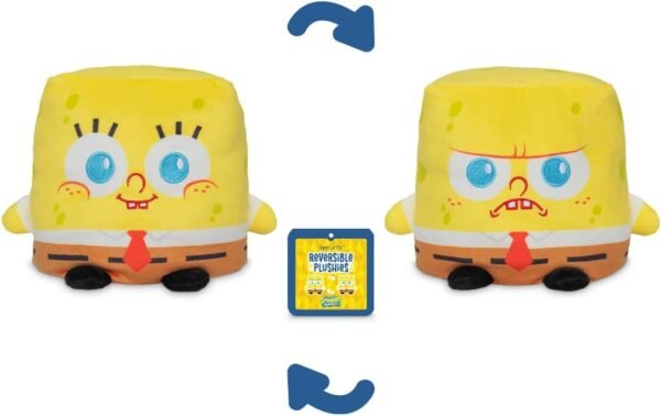 TeeTurtle Reversible Spongebob Squarepants Spongebob 5 -Inch Two-Sided Flip Plush Toy with Embroidered Details - Cute Mini Collectible Plush for Kids, Teens, and Adults