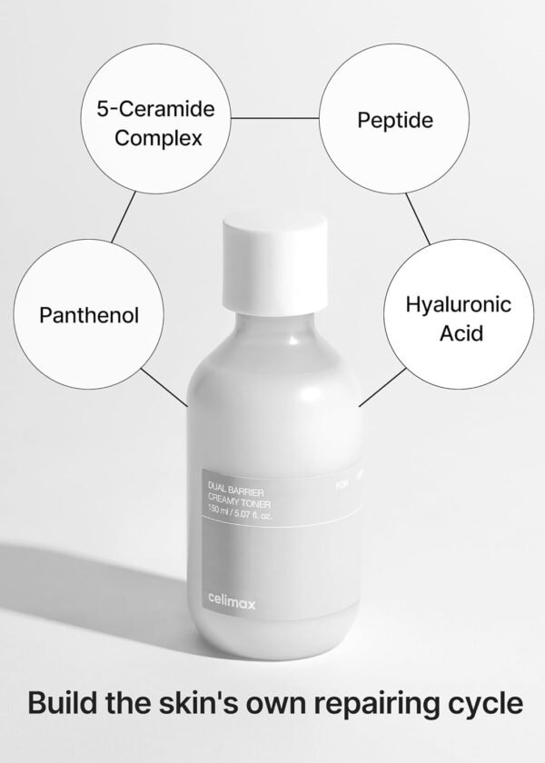 celimax Dual Barrier Creamy Toner | with Ceramides, Peptide, Oil & Alcohol Free, Facial Astringent, Long Lasting Hydration, Calming, Soothing, Non Irritating,150ml