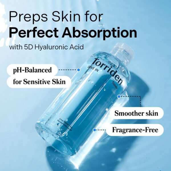 Torriden Dive in Toner 300ml (10.14 fl. oz.) | pH Balancing Facial Toning Water for Dry Skin | Hyaluronic Acid, Panthenol, Allantoin